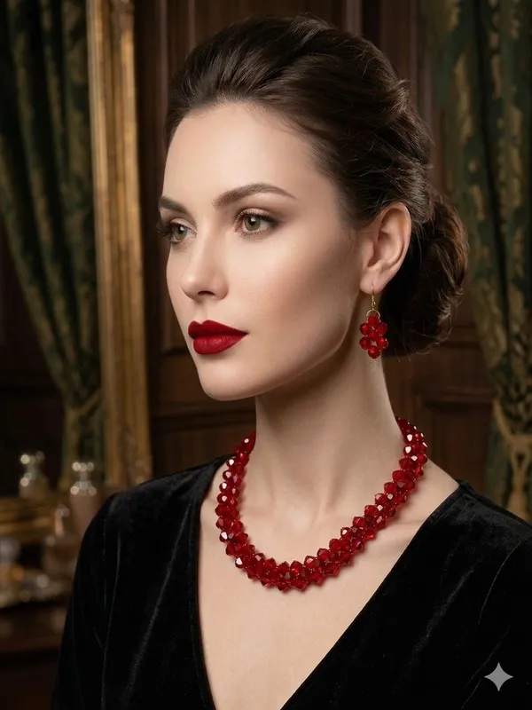 Red_Crystal_Statement_Necklace_And_Earrings_Set