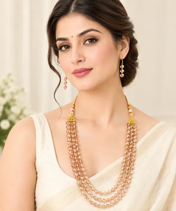 Light_Golden_Crystal_Elegance_Three-Layer_Necklace