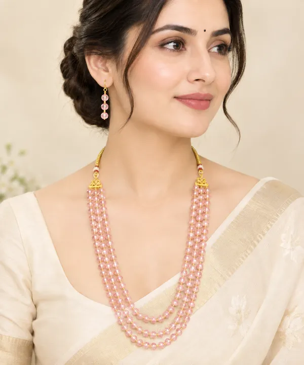 Light_Pink_Crystal_Elegance_Three-Layer_Necklace