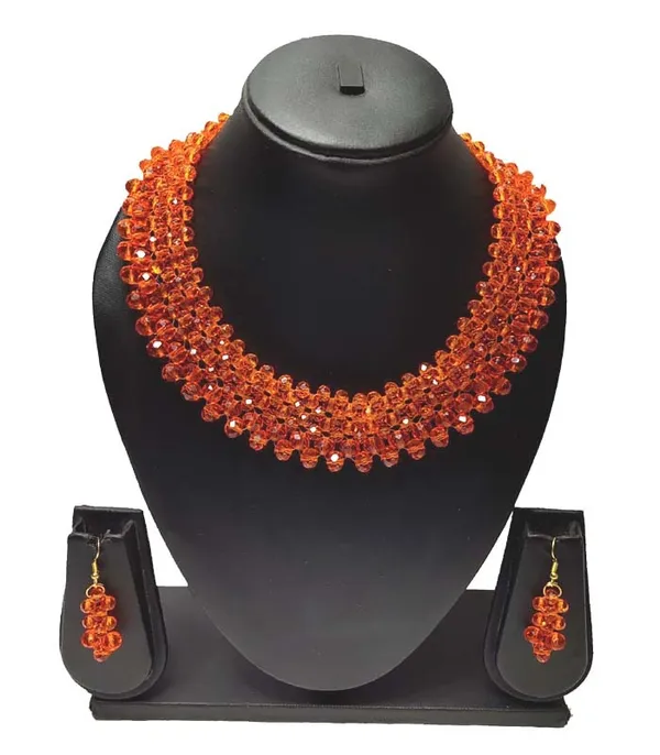 Sparkling_Orange_Crystal_Beaded_Necklace_And_Earring_Set