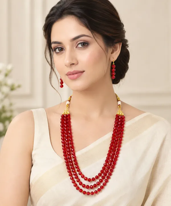 Maroon_Crystal_Elegance_Three-Layer_Necklace