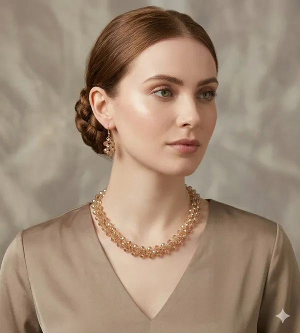 Elegant_Golden_Chain_Link_Necklace_With_Matching_Earrings_Jewelry_Set