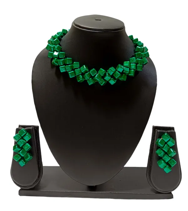 Sea_Green_Square_Necklace_And_Earring
