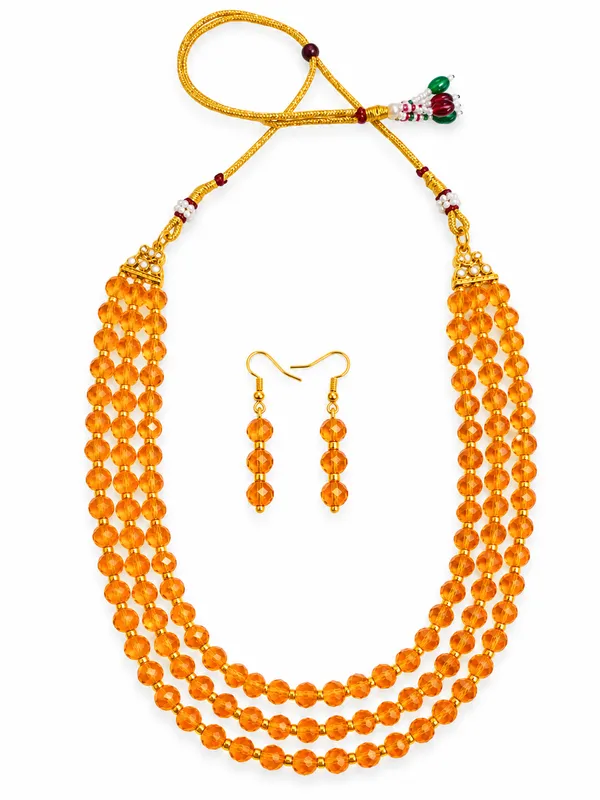 Orange_Crystal_Elegance_Three-Layer_Necklace