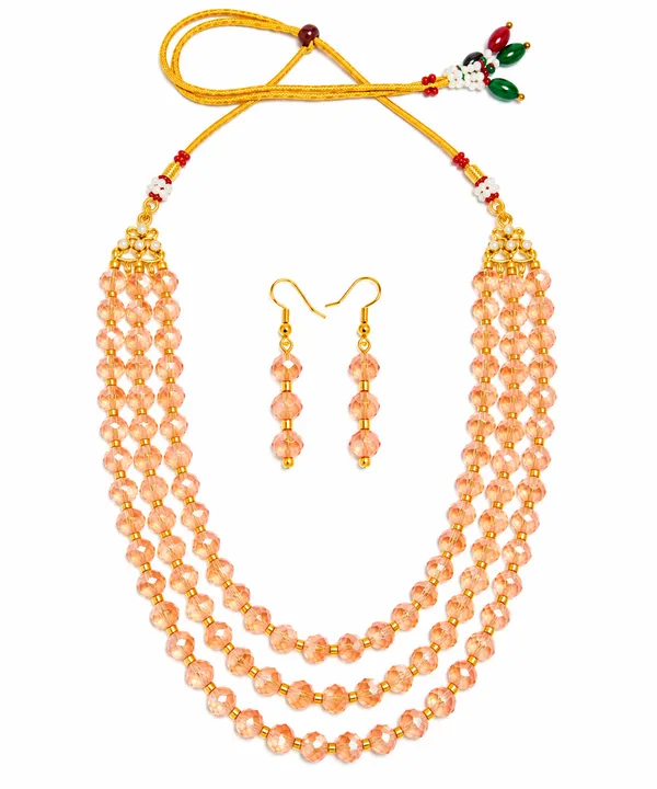 Peach_Crystal_Elegance_Three-Layer_Necklace