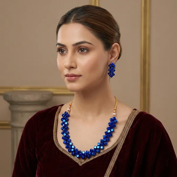 Blue_Elegant_Crystal_Beaded_Necklace_And_Earrings_Set_For_Women
