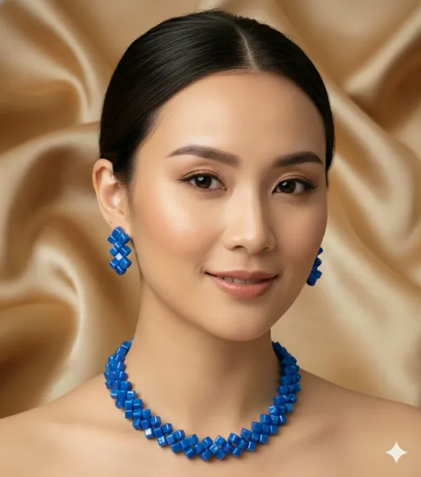 Dark_Blue_Square_Necklace_And_Earrings_Set