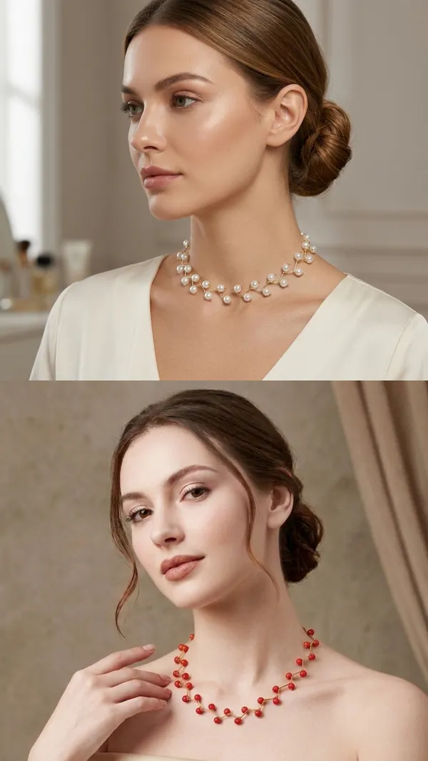 White_And__Orange_Zigzag_Combo_Party_Wear_Necklace_Pack_Of_2