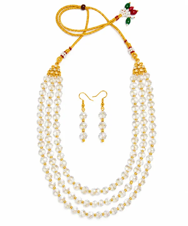 White_Crystal_Elegance_Three-Layer_Necklace