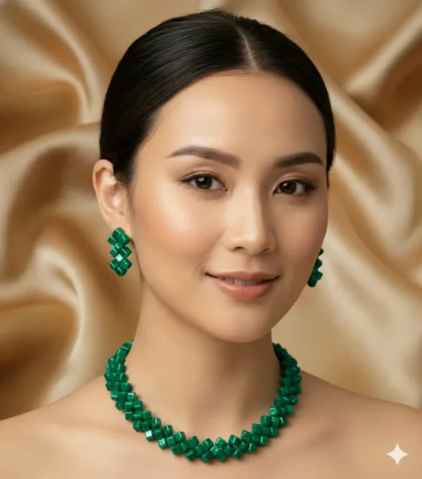 Sea_Green_Square_Necklace_And_Earring