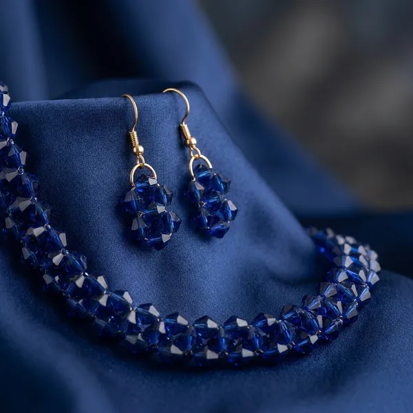 Blue_Beaded_Statement_Necklace_And_Earrings_Set
