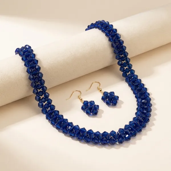 Blue_Beaded_Statement_Necklace_And_Earrings_Set