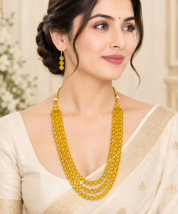 Yellow_Crystal_Elegance_Three-Layer_Necklace