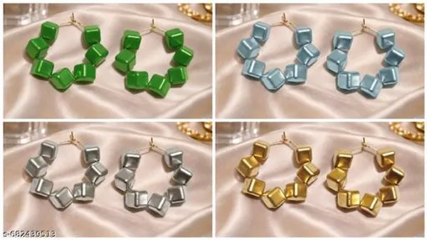 Multicolour_Trendy_Cube_Beads_Hoop_Earrings_Combo_Set_Of_4_For_Women
