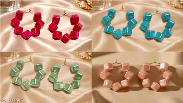 Multicolour_Trendy_Square_Beads_Hoop_Earrings_Combo_Set_Of_4_For_Women