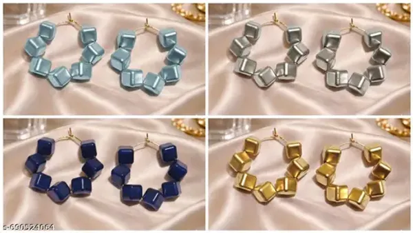Multicolor_Navy_Trendy_Square_Beads_Hoop_Earrings_Combo_Set_Of_4_For_Women
