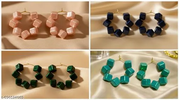 Multicolor_Trendy_Square_Beads_Hoop_Earrings_Combo_Set_Of_4_For_Women