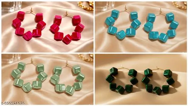 Multicolor_Trendy_Square_Beads_Hoop_Earrings_Combo_Set_Of_4_For_Women