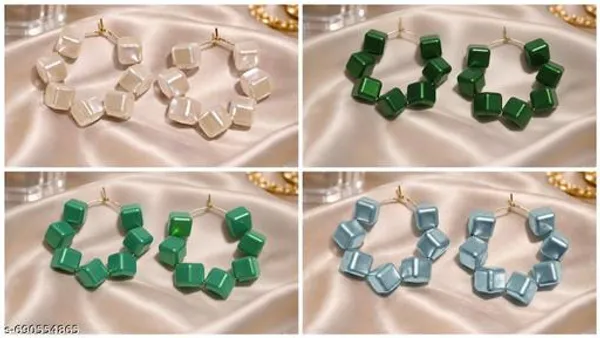 Multicolor_Trendy_Square_Beads_Hoop_Earrings_Combo_Set_Of_4_For_Women