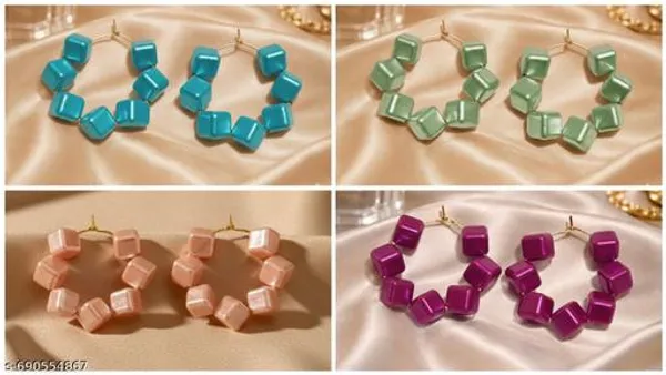Multicolor_Trendy_Square_Beads_Hoop_Earrings_Combo_Set_Of_4_For_Women
