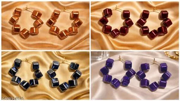 Multicolour_Trendy_Square_Beads_Hoop_Earrings_Combo_Set_Of_4_For_Women