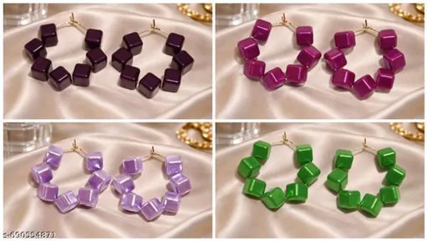 Multicolour_Trendy_Square_Beads_Hoop_Earrings_Combo_Set_Of_4_For_Women