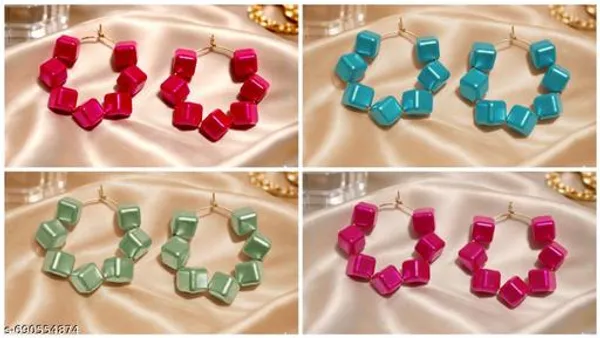 Multicolour_Trendy_Square_Beads_Hoop_Earrings_Combo_Set_Of_4_For_Women
