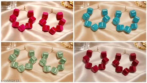 Multicolor_Trendy_Square_Beads_Hoop_Earrings_Combo_Set_Of_4_For_Women