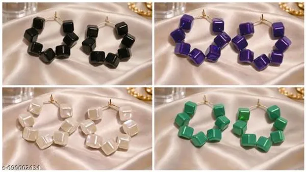 Multicolor_Trendy_Square_Beads_Hoop_Earrings_Combo_Set_Of_4_For_Women