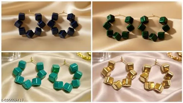 Multicolor_Trendy_Square_Beads_Hoop_Earrings_Combo_Set_Of_4_For_Women
