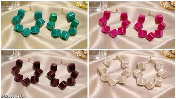 Multicolor_Trendy_Square_Beads_Hoop_Earrings_Combo_Set_Of_4_For_Women