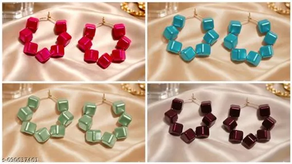 Multicolor_Trendy_Square_Beads_Hoop_Earrings_Combo_Set_Of_4_For_Women