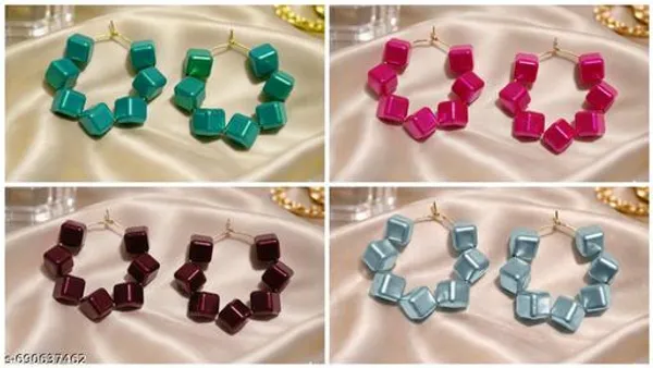 Multicolor_Trendy_Square_Beads_Hoop_Earrings_Combo_Set_Of_4_For_Women