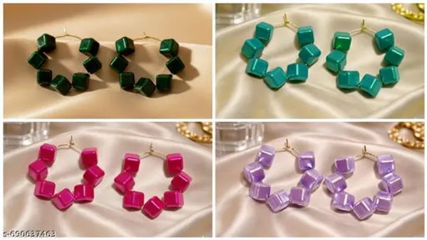 Multicolor_Trendy_Square_Beads_Hoop_Earrings_Combo_Set_Of_4_For_Women