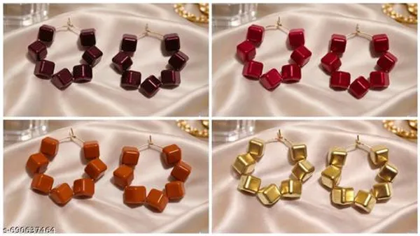 Multicolor_Trendy_Square_Beads_Hoop_Earrings_Combo_Set_Of_4_For_Women