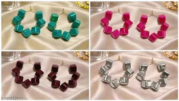 Multicolor_Trendy_Square_Beads_Hoop_Earrings_Combo_Set_Of_4_For_Women