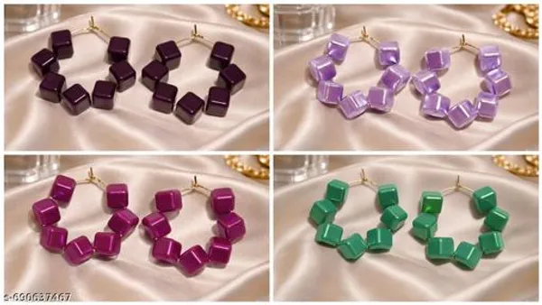 Multicolor_Trendy_Square_Beads_Hoop_Earrings_Combo_Set_Of_4_For_Women