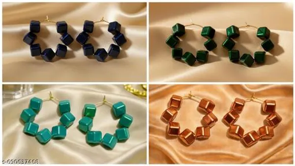 Multicolor_Trendy_Square_Beads_Hoop_Earrings_Combo_Set_Of_4_For_Women
