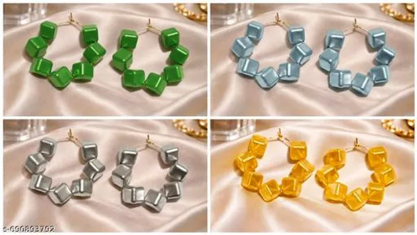Multicolor_Trendy_Cube_Beads_Hoop_Earrings_Combo_Set_Of_4_For_Women