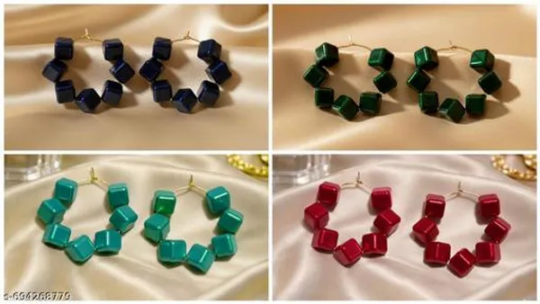 Multicolor_Trendy_Square_Beads_Hoop_Earrings_Combo_Set_Of_4_For_Women