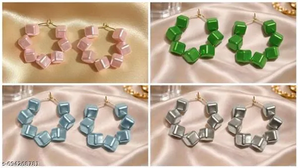 Multicolor_Trendy_Square_Beads_Hoop_Earrings_Combo_Set_Of_4_For_Women