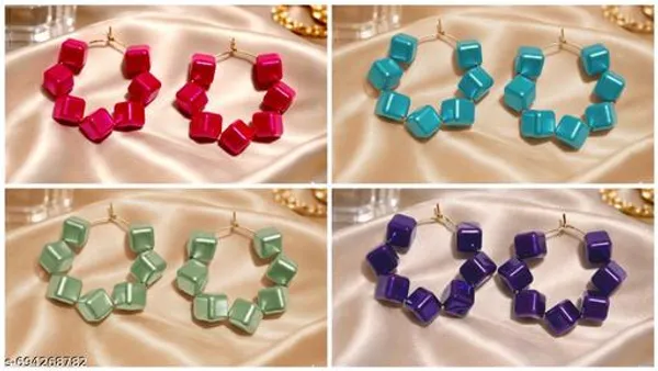 Multicolor_Trendy_Square_Beads_Hoop_Earrings_Combo_Set_Of_4_For_Women