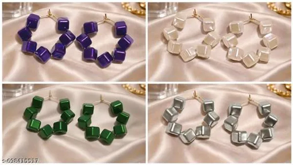 Multicolour_Trendy_Square_Beads_Hoop_Earrings_Combo_Set_Of_4_For_Women