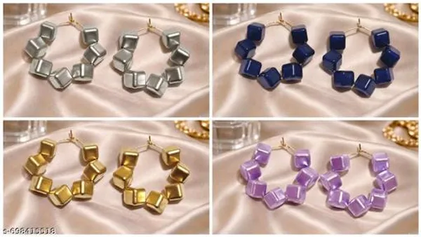 Multicolour_Trendy_Square_Beads_Hoop_Earrings_Combo_Set_Of_4_For_Women
