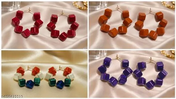 Multicolour_Trendy_Square_Beads_Hoop_Earrings_Combo_Set_Of_4_For_Women
