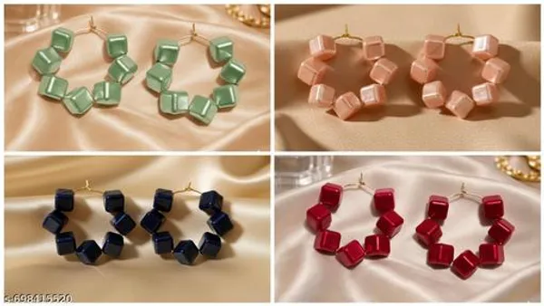 Multicolour_Trendy_Square_Beads_Hoop_Earrings_Combo_Set_Of_4_For_Women