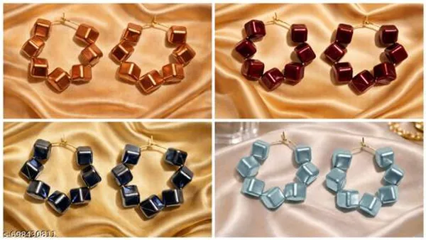 Multicolour_Trendy_Square_Beads_Hoop_Earrings_Combo_Set_Of_4_For_Women