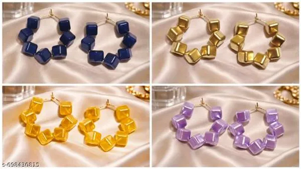 Multicolour_Trendy_Square_Beads_Hoop_Earrings_Combo_Set_Of_4_For_Women