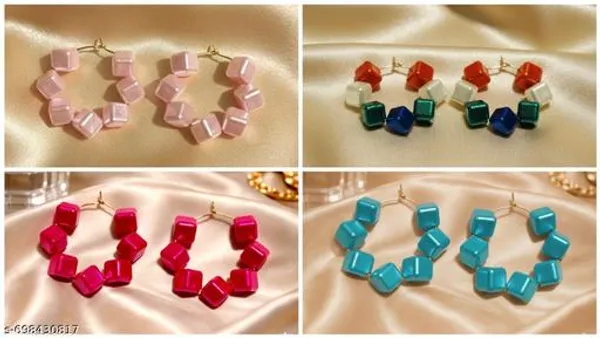 Multicolour_Trendy_Square_Beads_Hoop_Earrings_Combo_Set_Of_4_For_Women