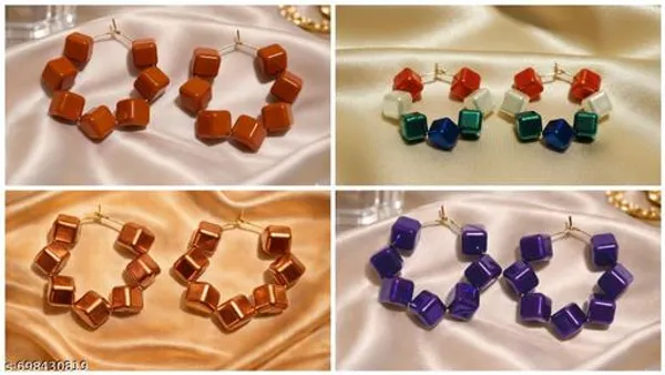 Multicolour_Trendy_Square_Beads_Hoop_Earrings_Combo_Set_Of_4_For_Women